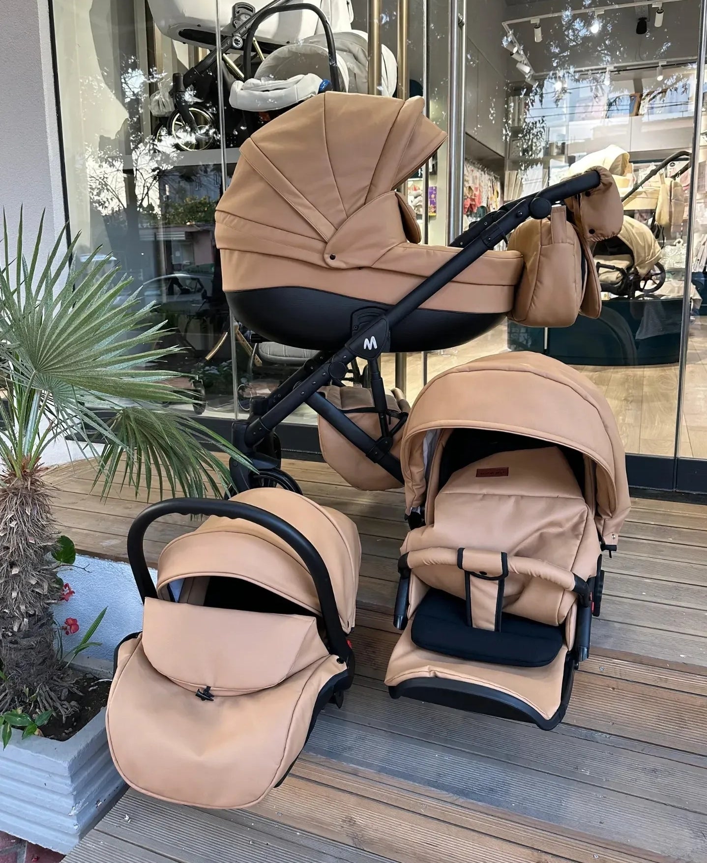 MOMMO AAA Baby Stroller 2in1/3in1/4in1 Eco Leather